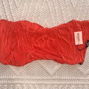 Missguided + One Shoulder Orange Dress